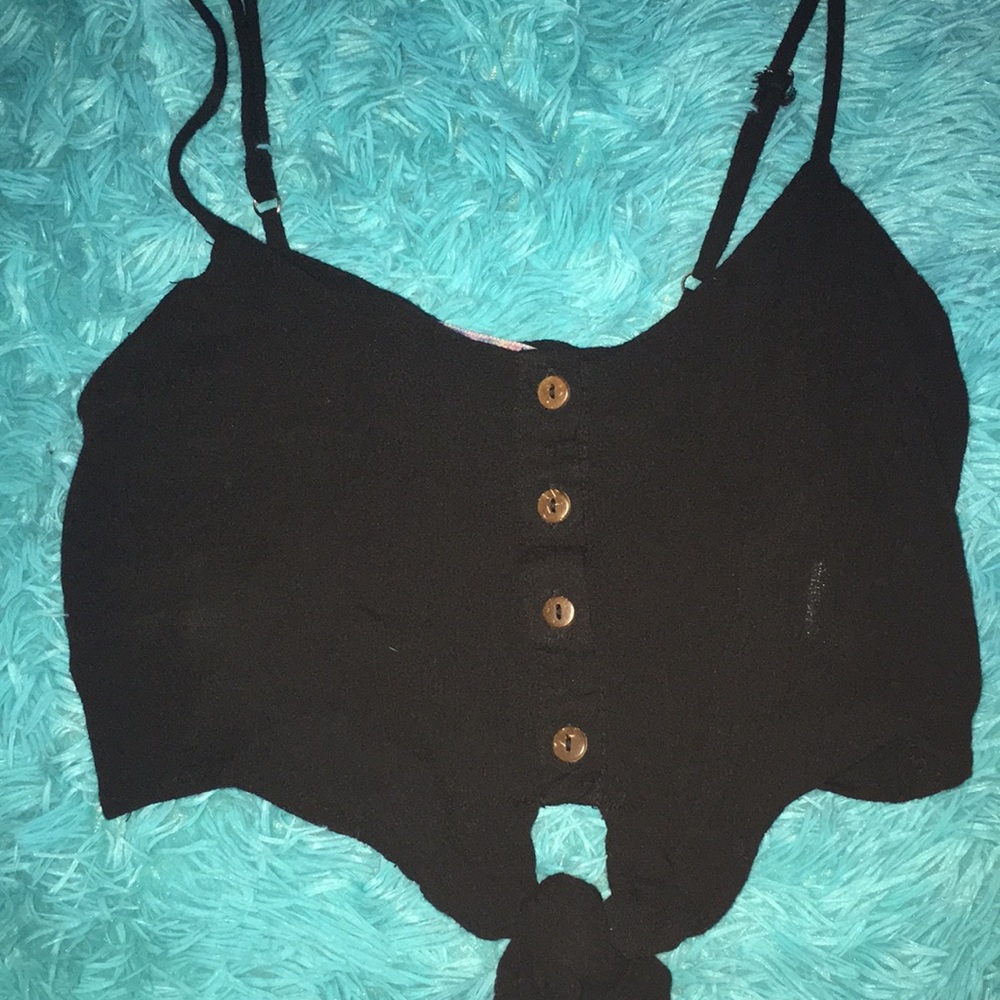 Black button down crop top